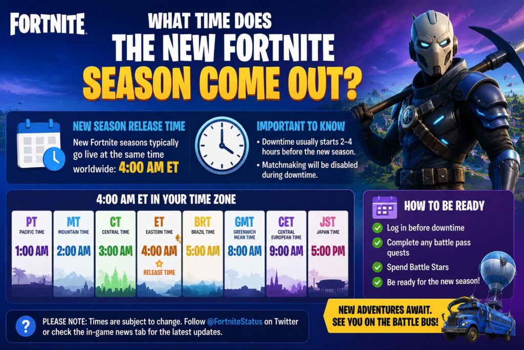 what time does the new fortnite season come out