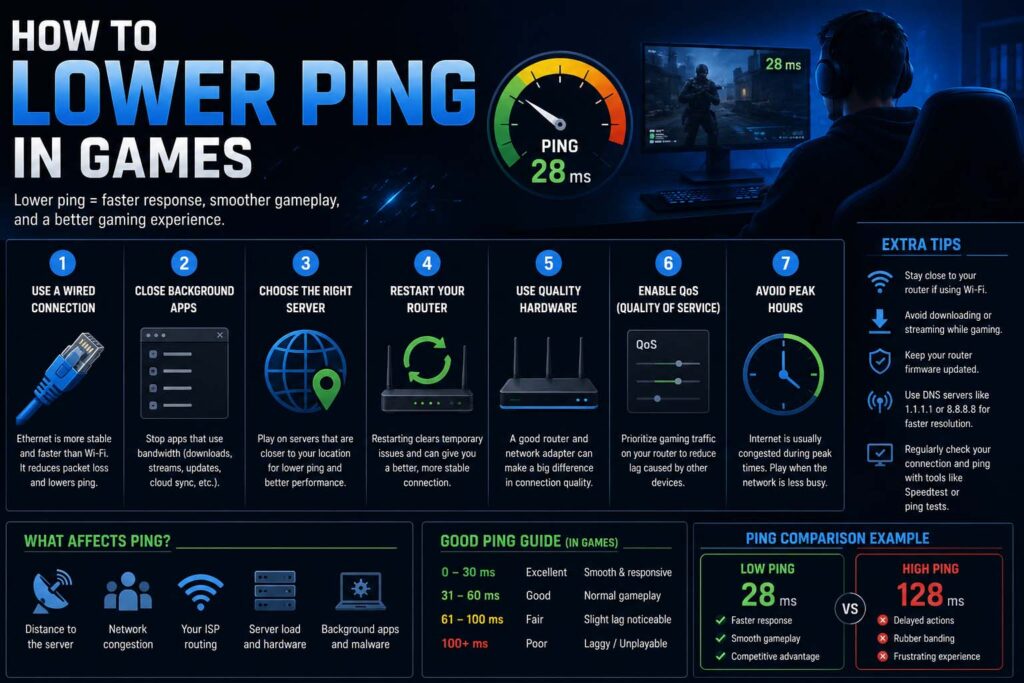 how to lower ping in games