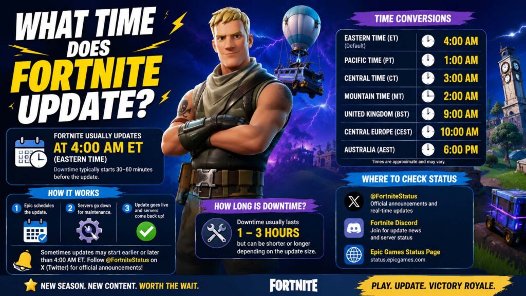 what time does fortnite update