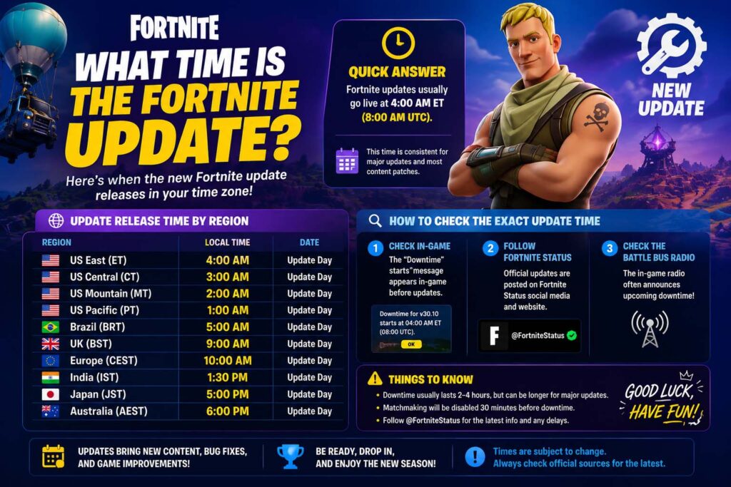 what time is the fortnite update
