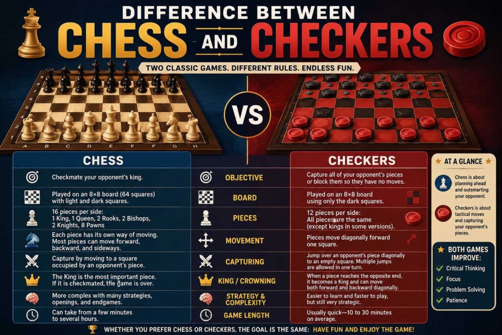 difference between chess and checkers