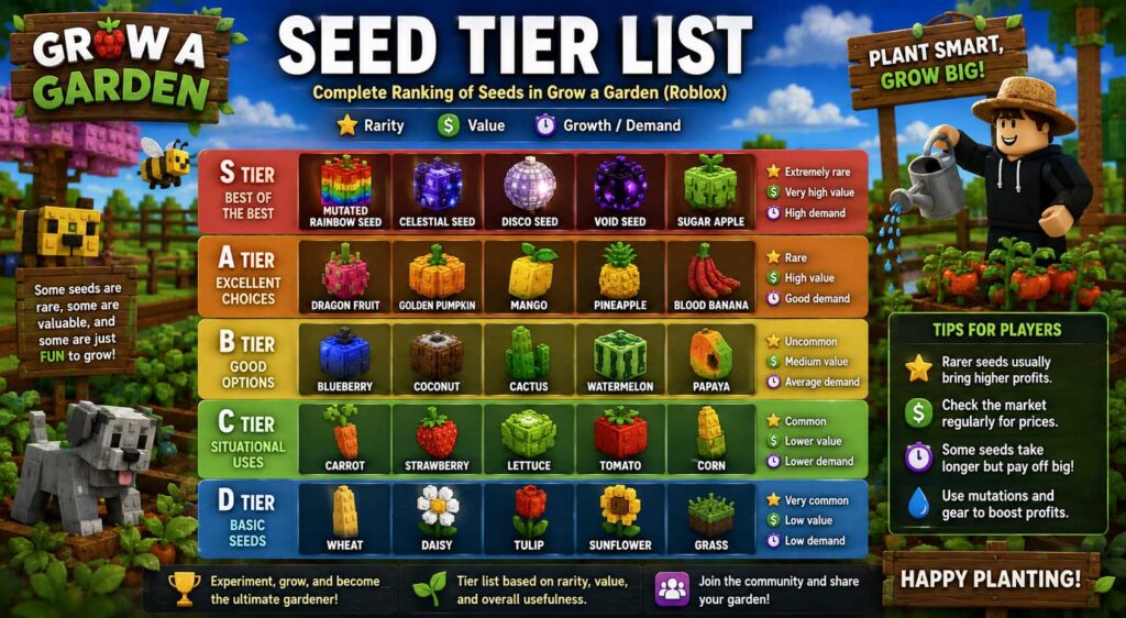 grow a garden seed tier list