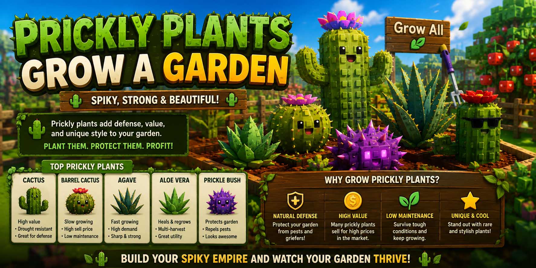 prickly plants grow a garden