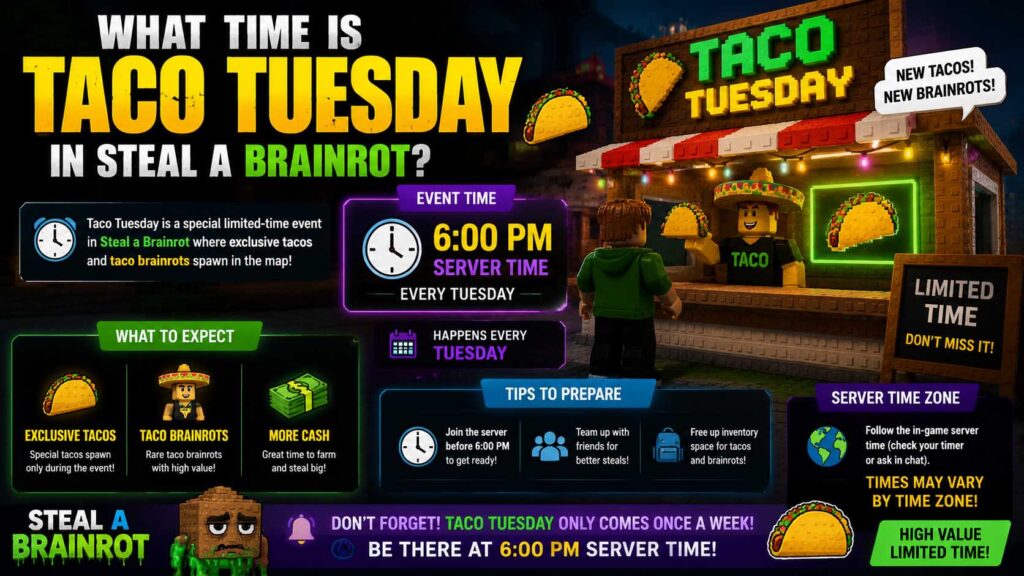 what time is taco tuesday in steal a brainrot